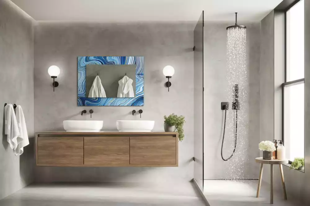 Obdélníkové dekorační zrcadlo Abstraktní modrý vzor