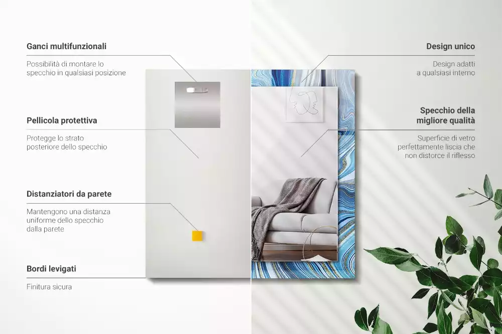 Obdélníkové dekorační zrcadlo Abstraktní modrý vzor