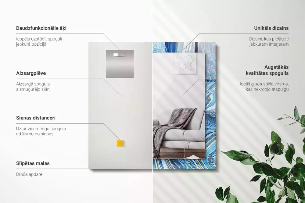 Obdélníkové dekorační zrcadlo Abstraktní modrý vzor