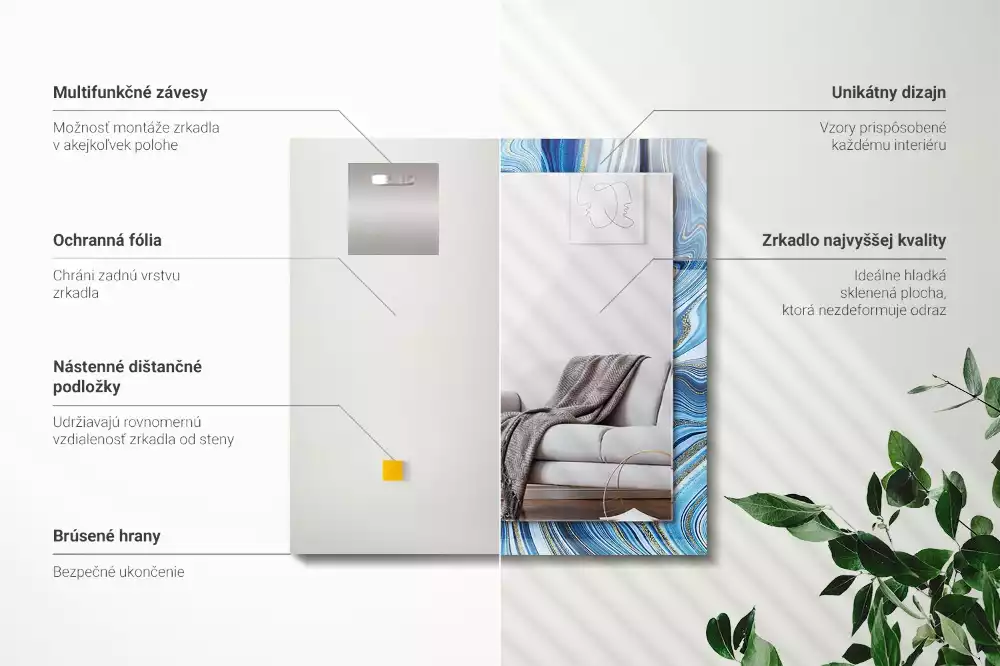 Obdélníkové dekorační zrcadlo Abstraktní modrý vzor