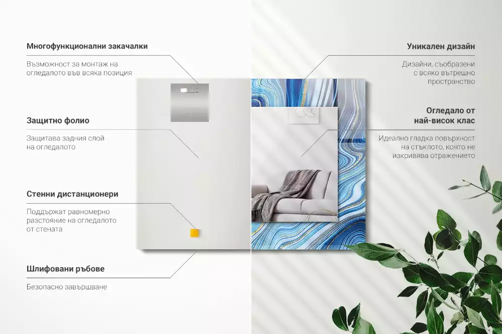 Obdélníkové dekorační zrcadlo Abstraktní modrý vzor