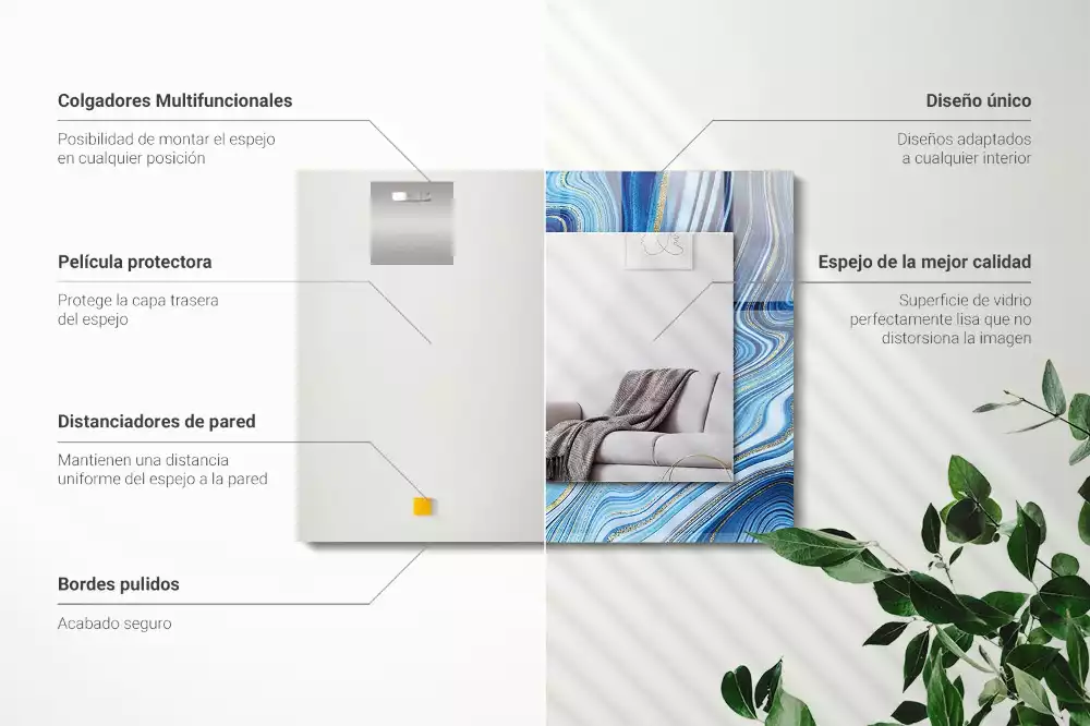 Obdélníkové dekorační zrcadlo Abstraktní modrý vzor