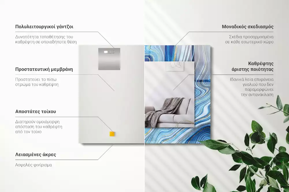 Obdélníkové dekorační zrcadlo Abstraktní modrý vzor