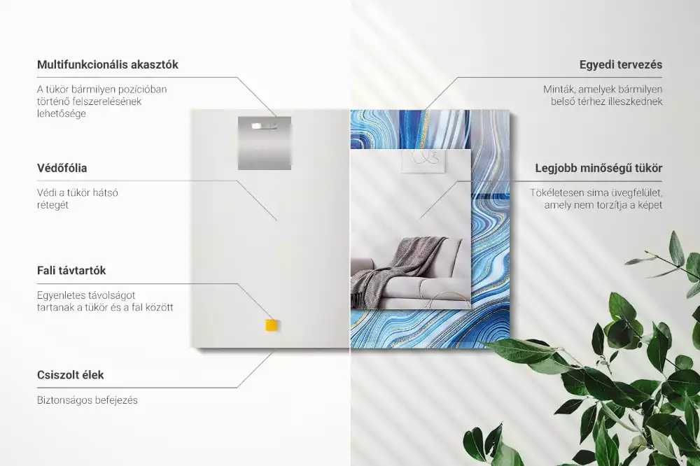 Obdélníkové dekorační zrcadlo Abstraktní modrý vzor