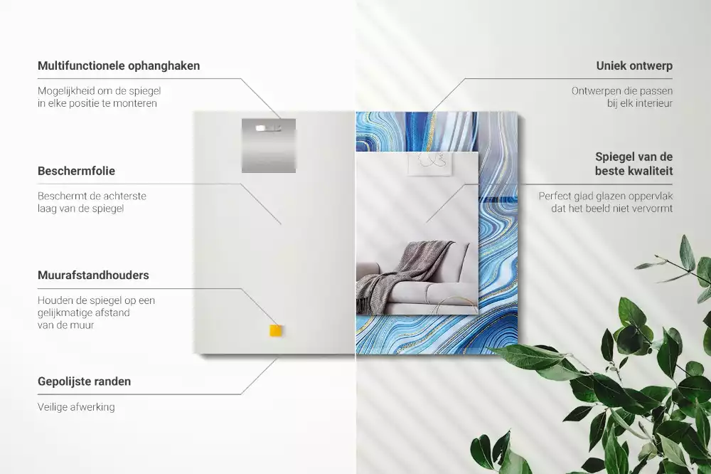 Obdélníkové dekorační zrcadlo Abstraktní modrý vzor