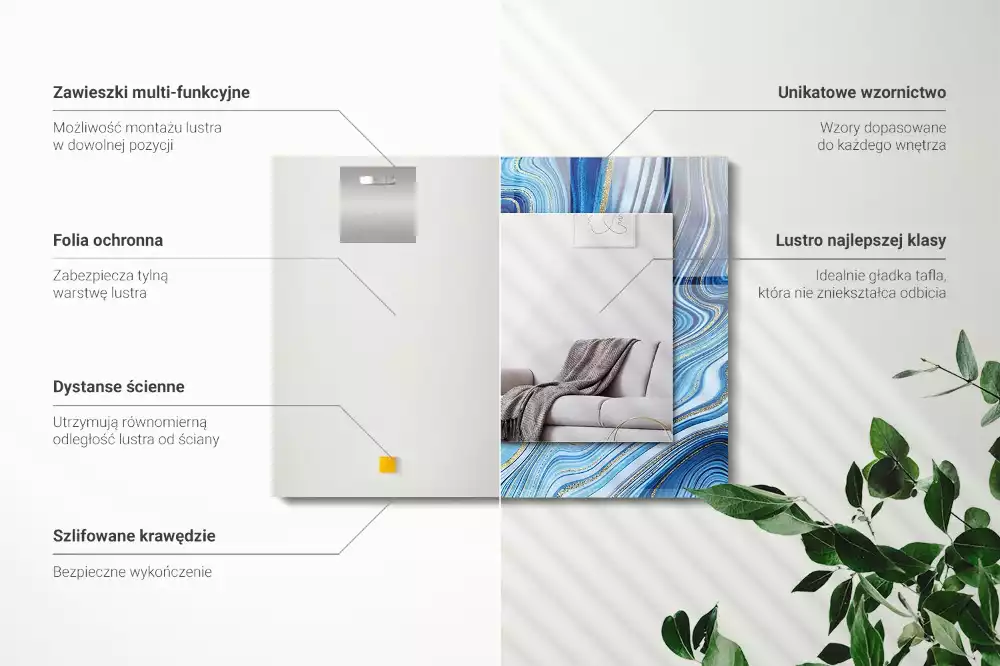 Obdélníkové dekorační zrcadlo Abstraktní modrý vzor