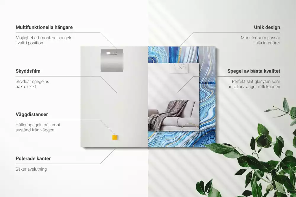 Obdélníkové dekorační zrcadlo Abstraktní modrý vzor