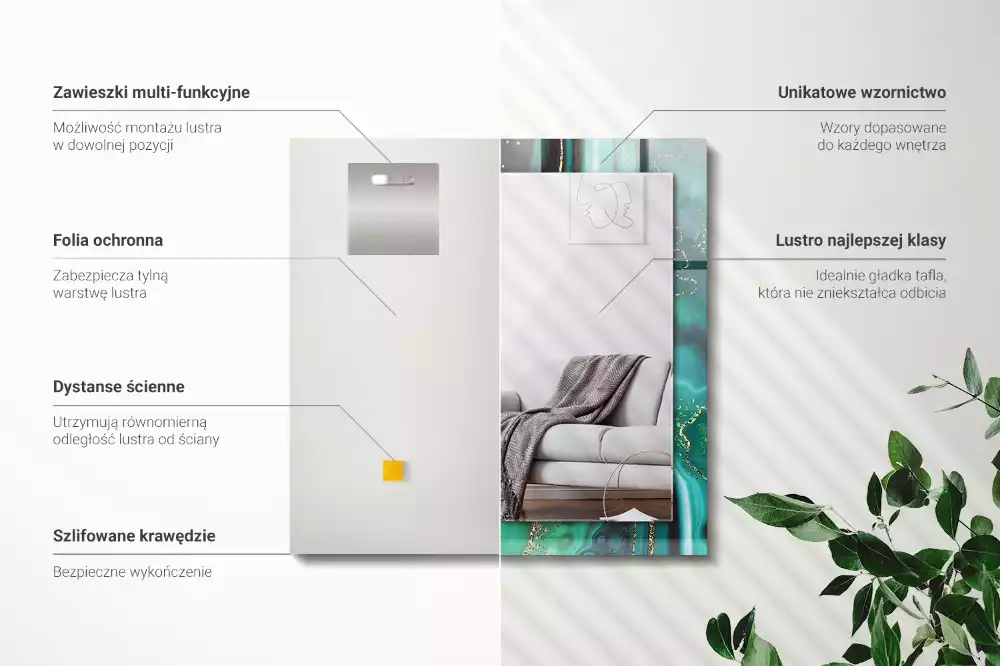 Obdélníkové dekorační zrcadlo Abstraktní zelená textura