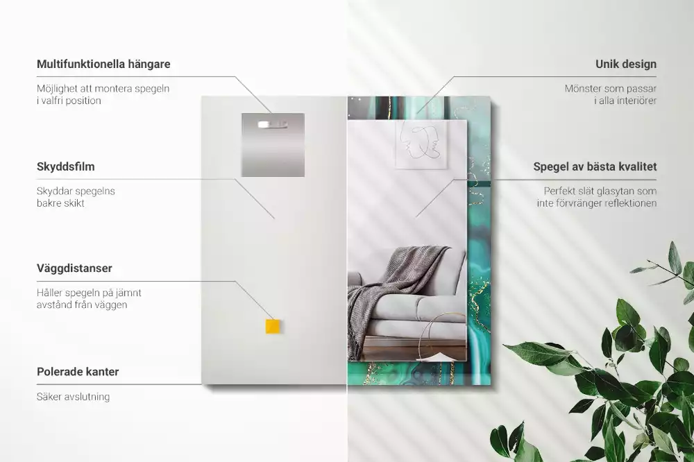 Obdélníkové dekorační zrcadlo Abstraktní zelená textura