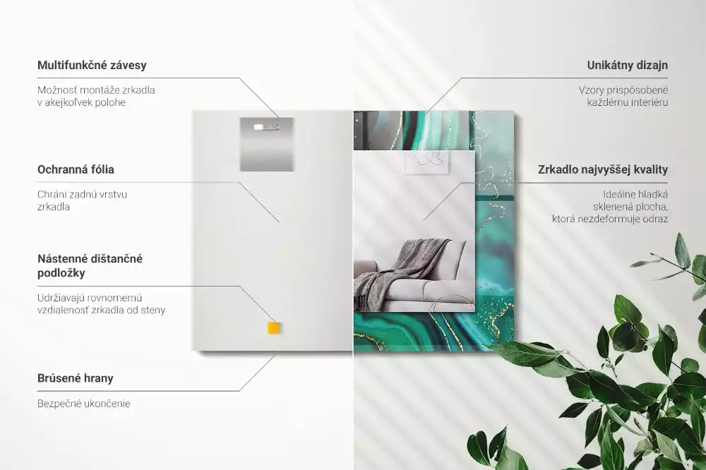 Obdélníkové dekorační zrcadlo Abstraktní zelená textura