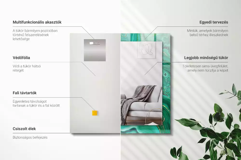 Obdélníkové dekorační zrcadlo Abstraktní zelená textura