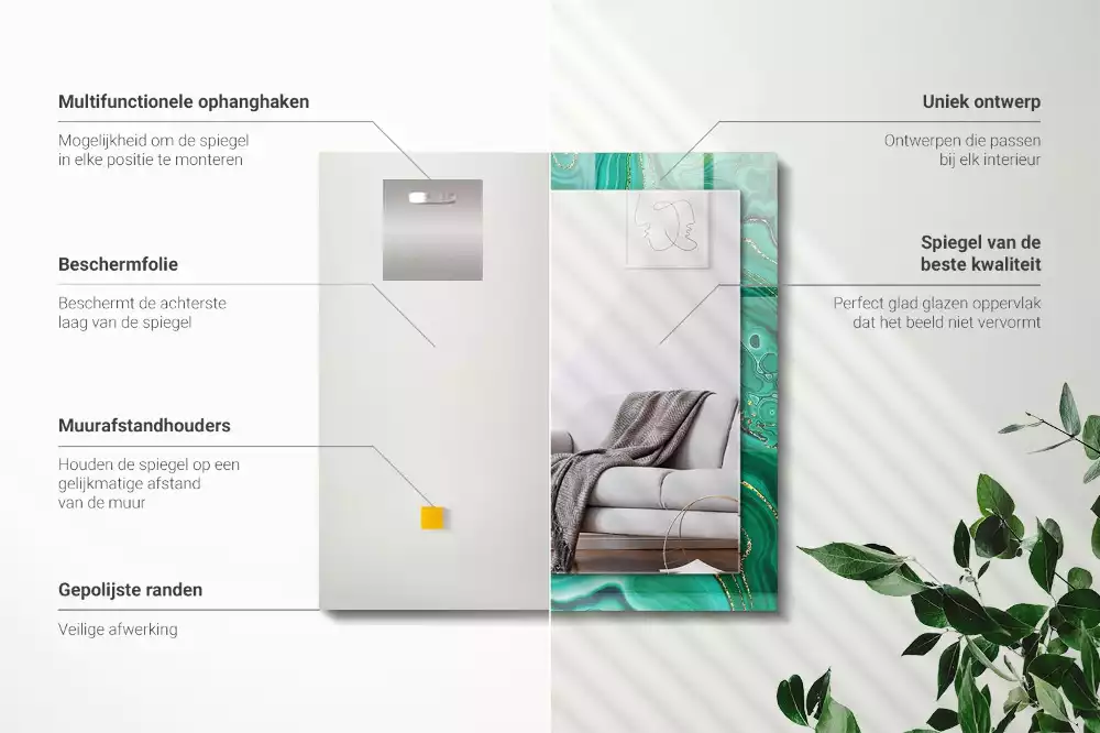 Obdélníkové dekorační zrcadlo Abstraktní zelená textura