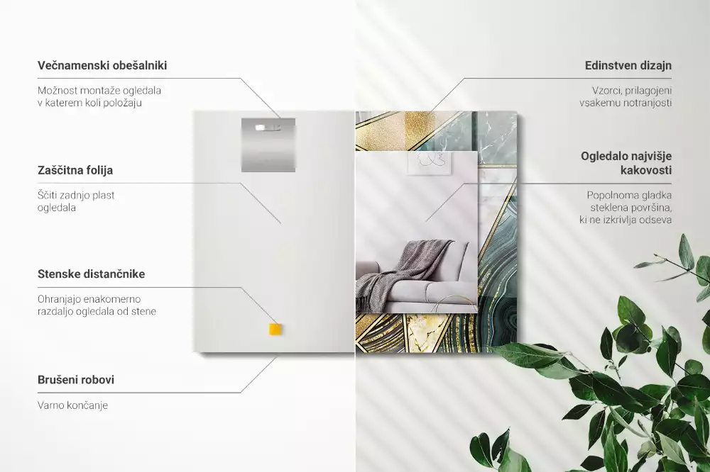 Obdélníkové dekorační zrcadlo Abstraktní geometrické vzory