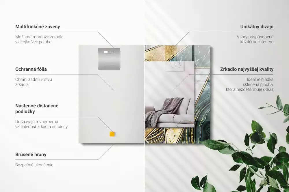 Obdélníkové dekorační zrcadlo Abstraktní geometrické vzory