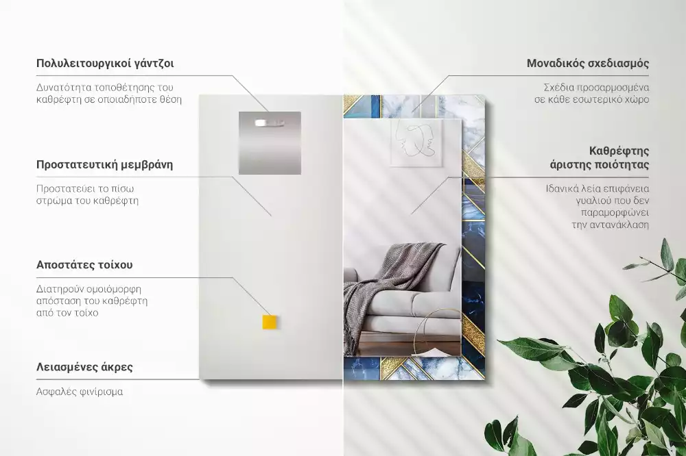 Obdélníkové dekorační zrcadlo Abstraktní geometrická mozaika