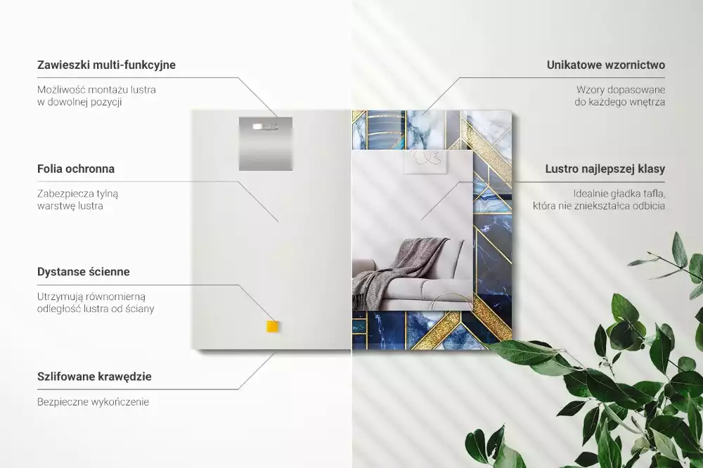 Obdélníkové dekorační zrcadlo Abstraktní geometrická mozaika