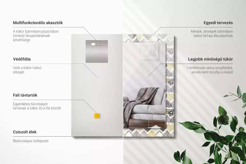 Obdélníkové dekorační zrcadlo Barevné srdce