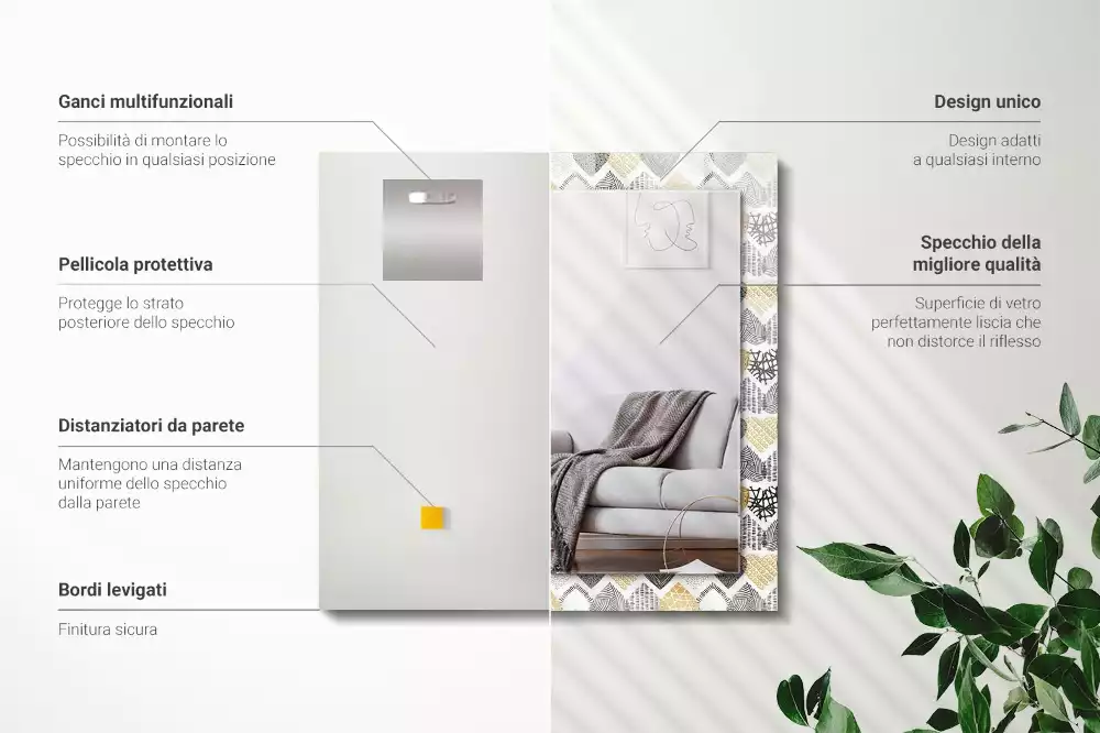 Obdélníkové dekorační zrcadlo Barevné srdce