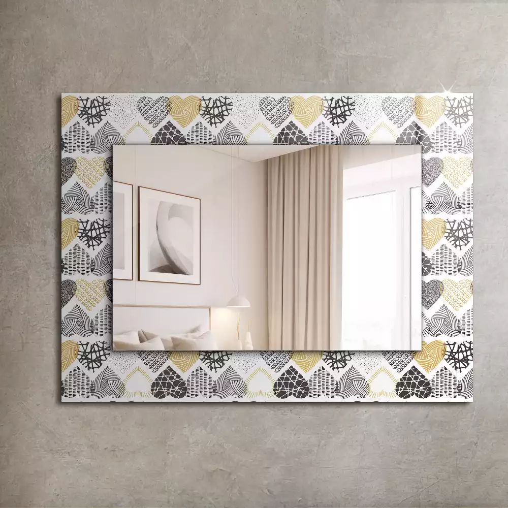 Obdélníkové dekorační zrcadlo Barevné srdce