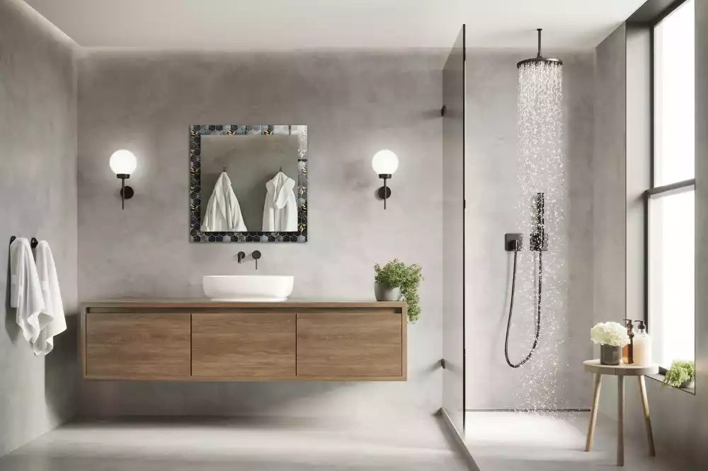 Obdélníkové dekorační zrcadlo Šestihranné listy