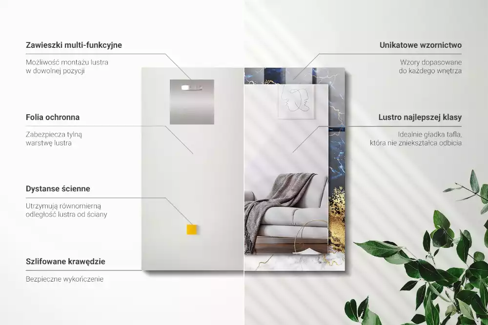 Obdélníkové dekorační zrcadlo Mramorová abstrakce