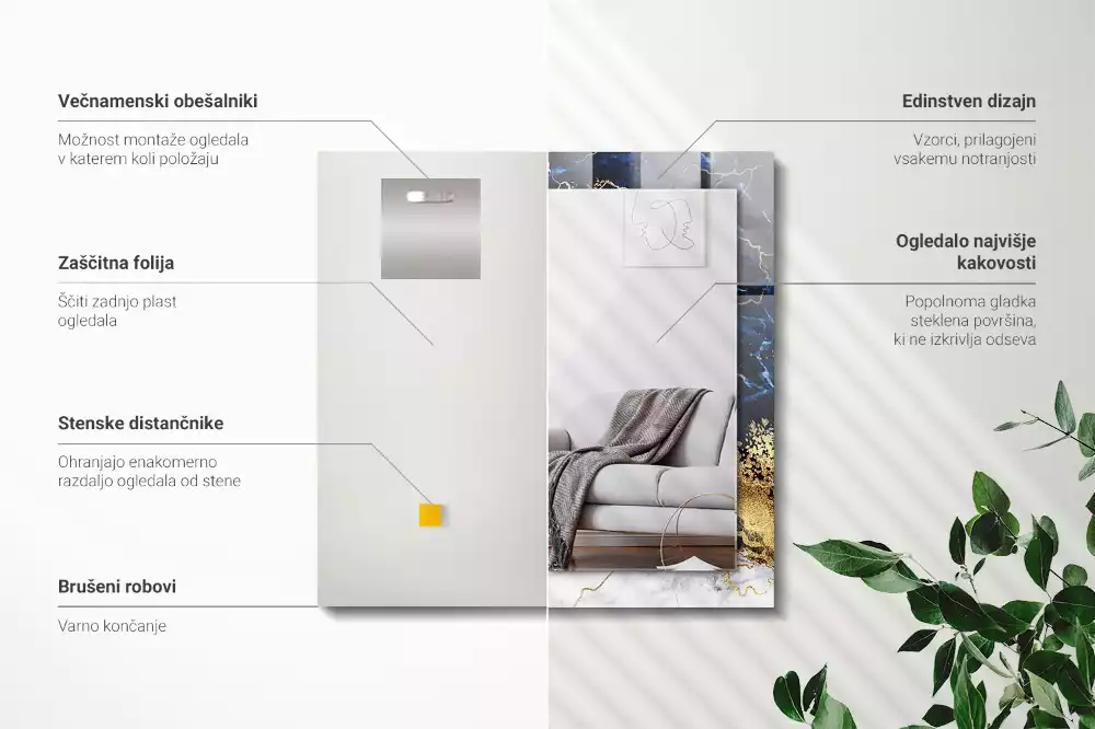 Obdélníkové dekorační zrcadlo Mramorová abstrakce