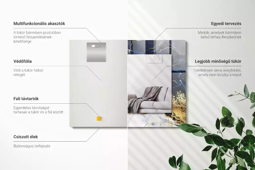 Obdélníkové dekorační zrcadlo Mramorová abstrakce