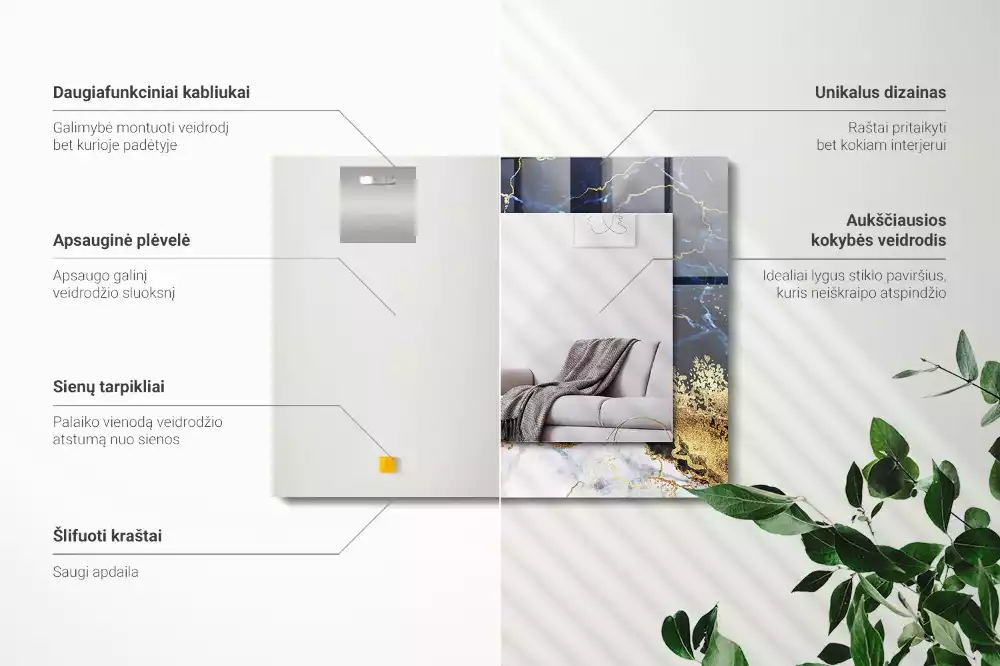 Obdélníkové dekorační zrcadlo Mramorová abstrakce