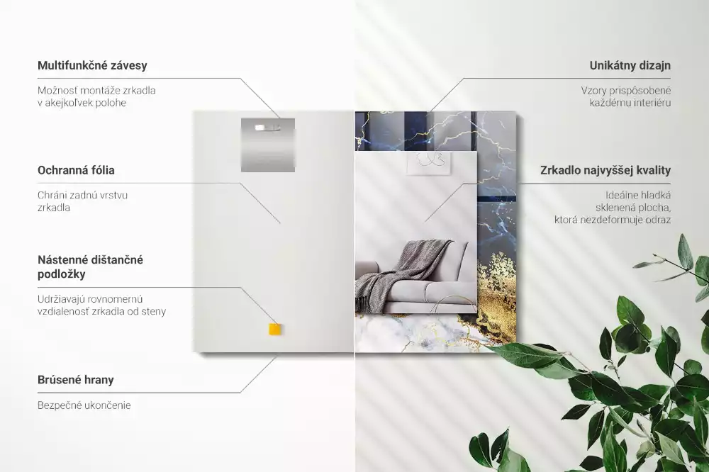 Obdélníkové dekorační zrcadlo Mramorová abstrakce