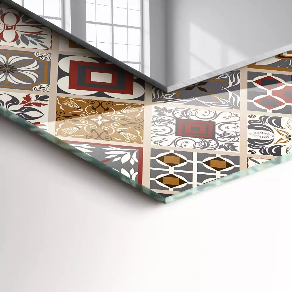 Obdélníkové dekorační zrcadlo Barevné vzory dlaždic