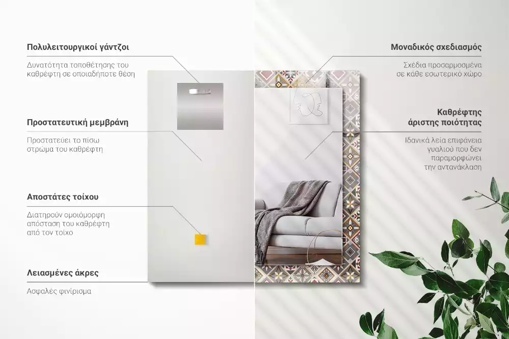 Obdélníkové dekorační zrcadlo Barevné vzory dlaždic