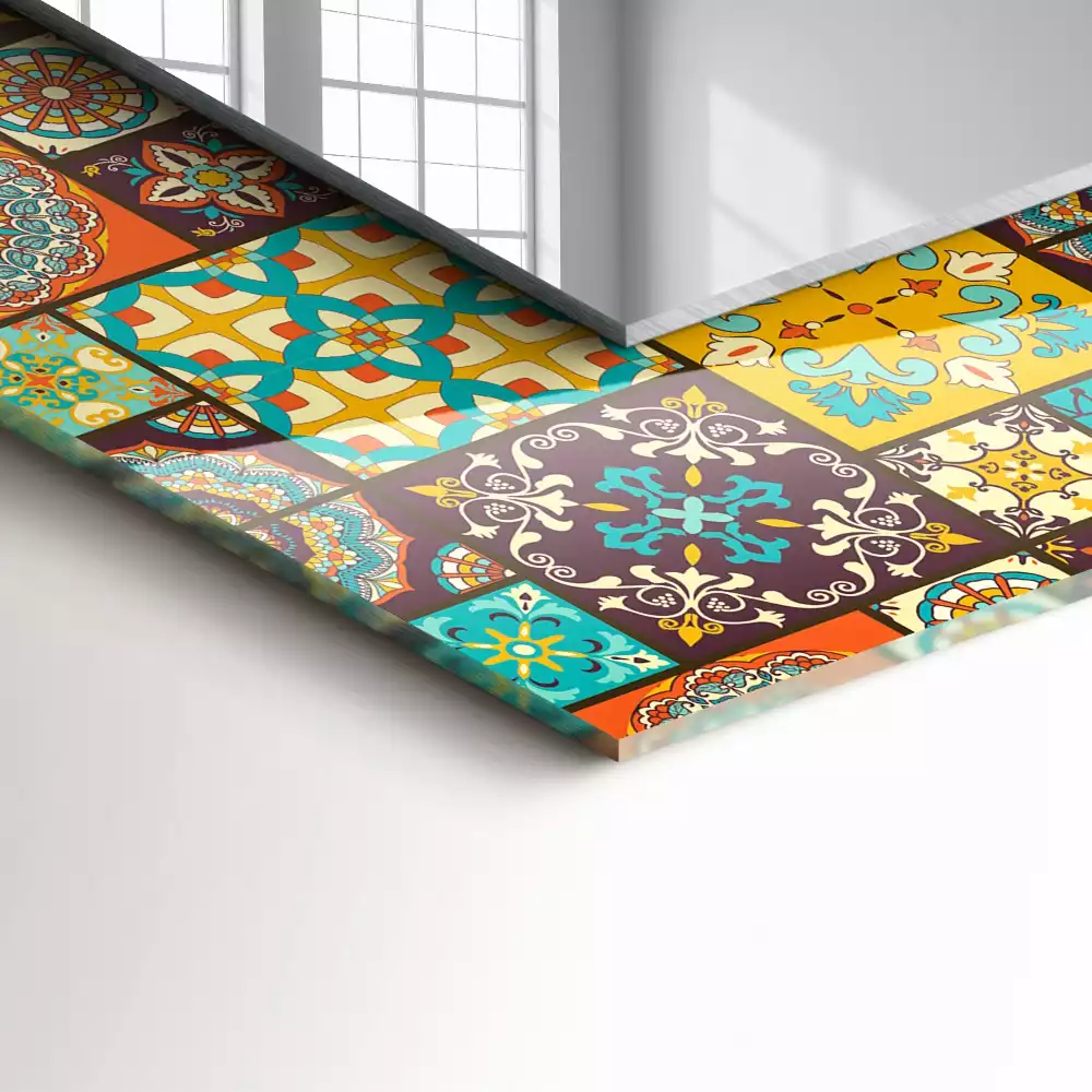 Obdélníkové dekorační zrcadlo Barevné mozaikové dlaždice