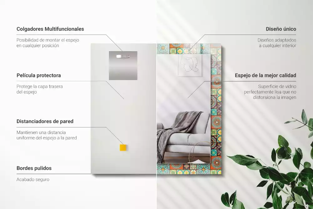 Obdélníkové dekorační zrcadlo Barevné mozaikové dlaždice