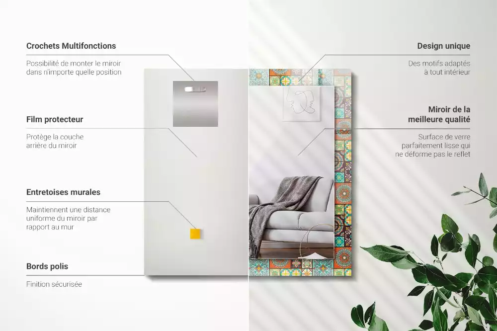 Obdélníkové dekorační zrcadlo Barevné mozaikové dlaždice