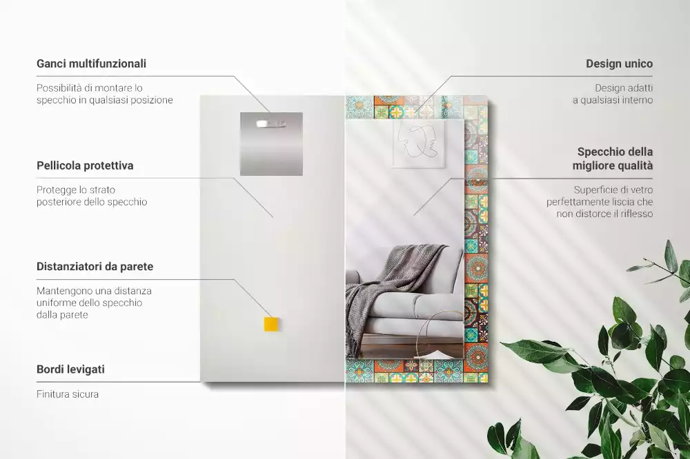 Obdélníkové dekorační zrcadlo Barevné mozaikové dlaždice