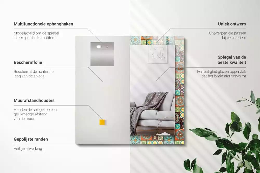 Obdélníkové dekorační zrcadlo Barevné mozaikové dlaždice