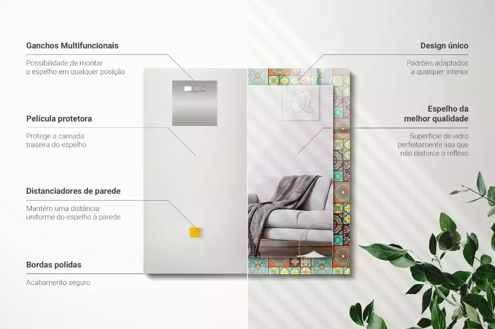 Obdélníkové dekorační zrcadlo Barevné mozaikové dlaždice