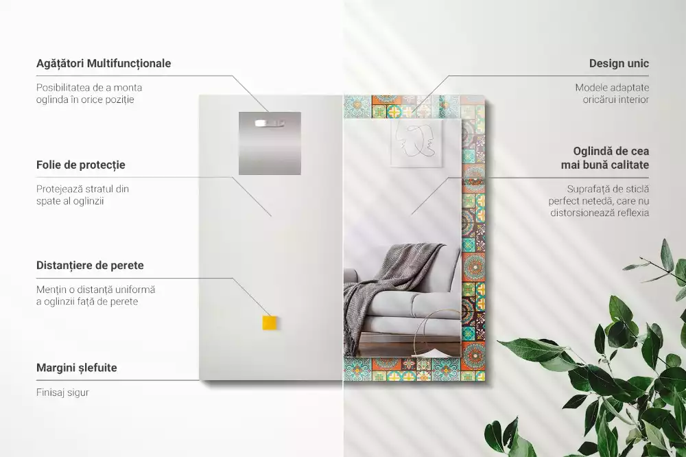 Obdélníkové dekorační zrcadlo Barevné mozaikové dlaždice