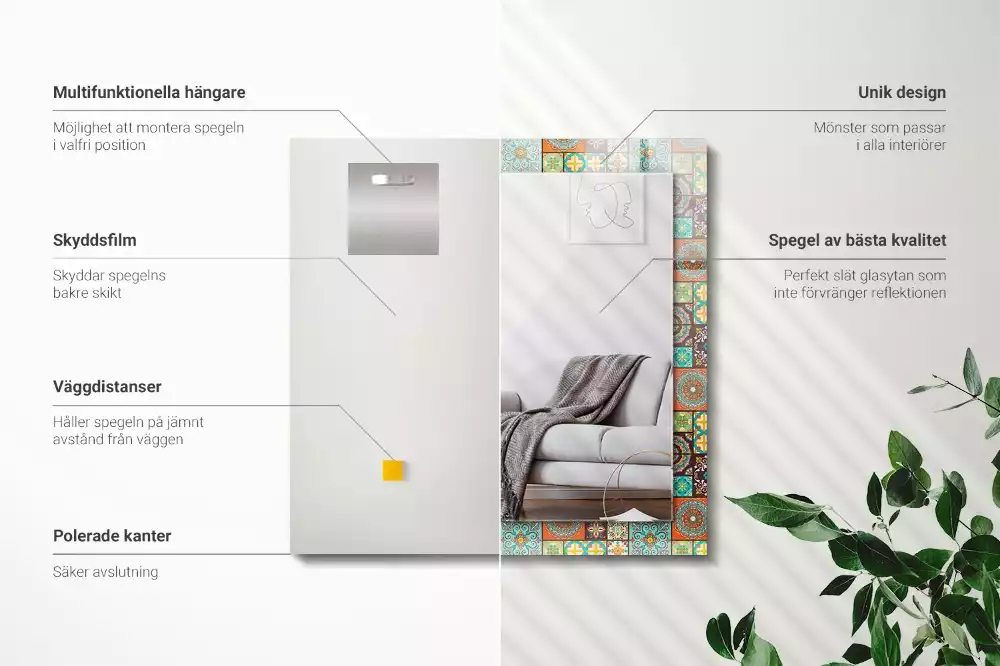 Obdélníkové dekorační zrcadlo Barevné mozaikové dlaždice