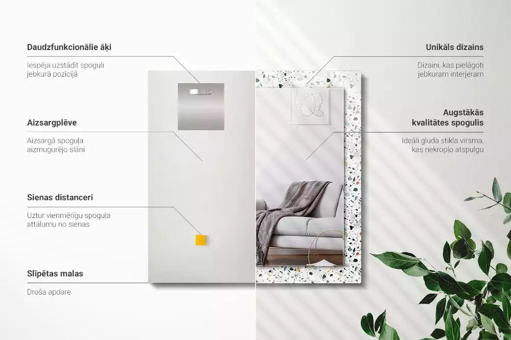 Obdélníkové dekorační zrcadlo Teracová mozaika