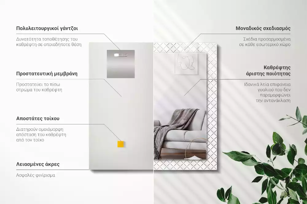 Obdélníkové dekorační zrcadlo Kostkovaný vzor čar