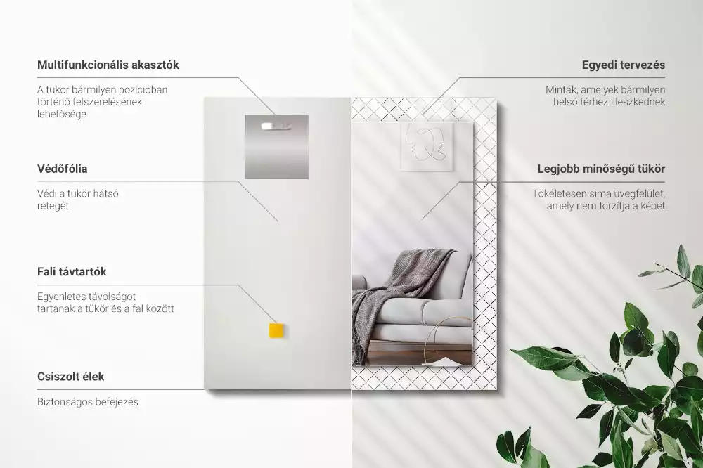 Obdélníkové dekorační zrcadlo Kostkovaný vzor čar