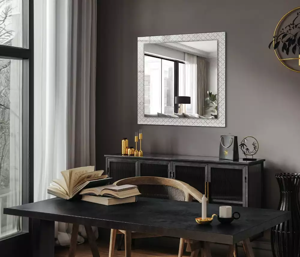 Obdélníkové dekorační zrcadlo Kostkovaný vzor čar