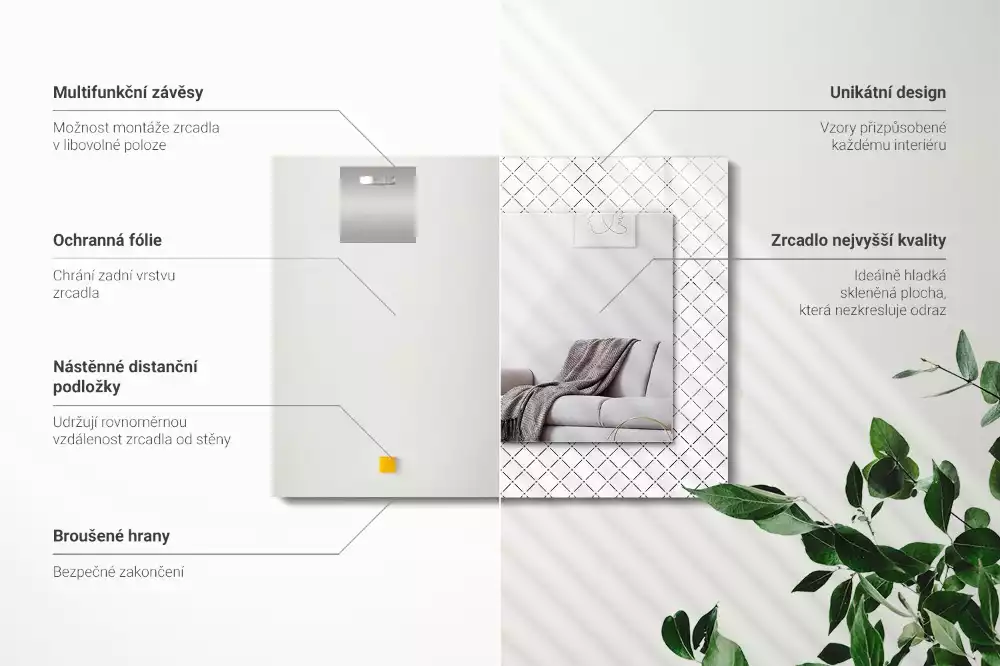 Obdélníkové dekorační zrcadlo Kostkovaný vzor čar