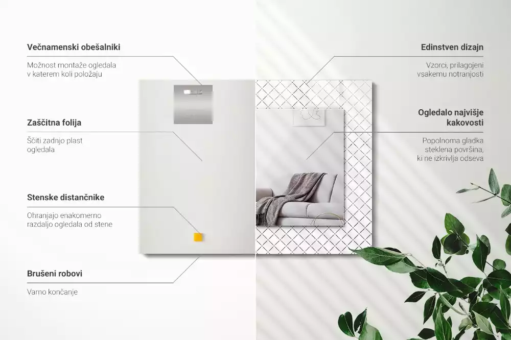 Obdélníkové dekorační zrcadlo Kostkovaný vzor čar