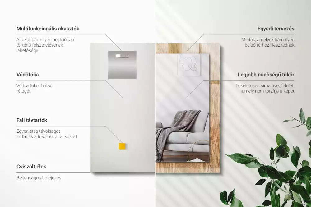 Obdélníkové dekorační zrcadlo Dřevěná textura