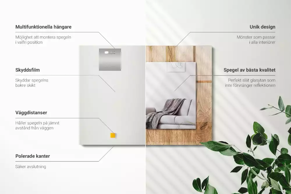 Obdélníkové dekorační zrcadlo Dřevěná textura