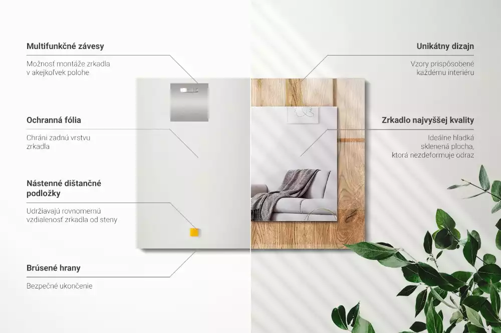 Obdélníkové dekorační zrcadlo Dřevěná textura