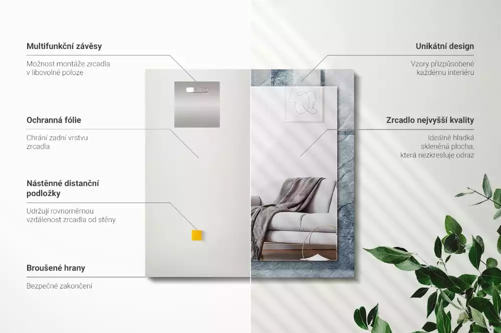 Obdélníkové dekorační zrcadlo Skalní kámen textura