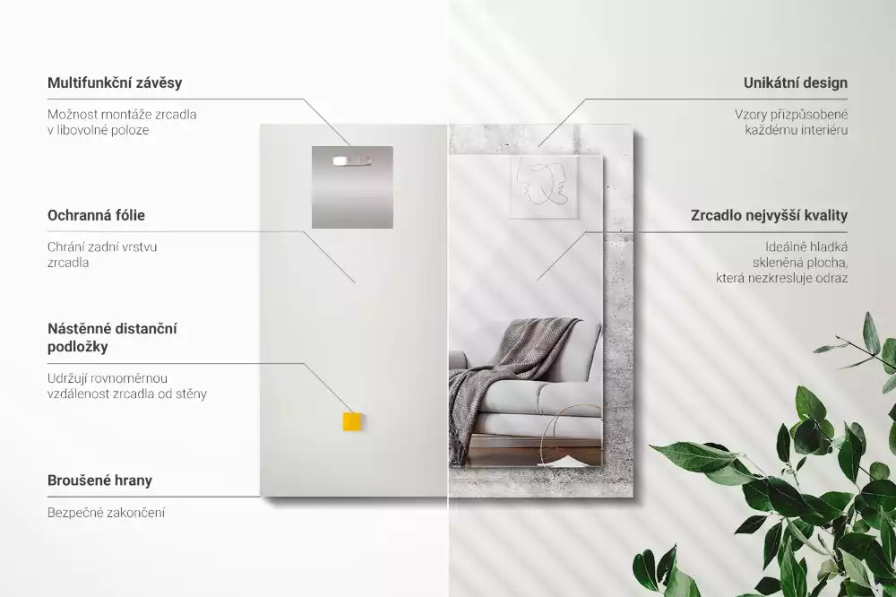 Obdélníkové dekorační zrcadlo Textura betonové zdi